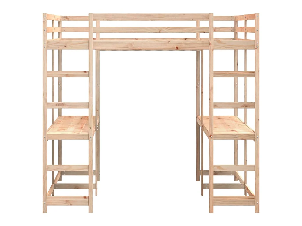 Lit superposé et bureau et échelle 160x200cm bois de pin massif
