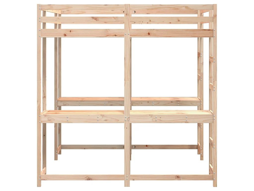 Lit superposé et bureau et échelle 160x200cm bois de pin massif