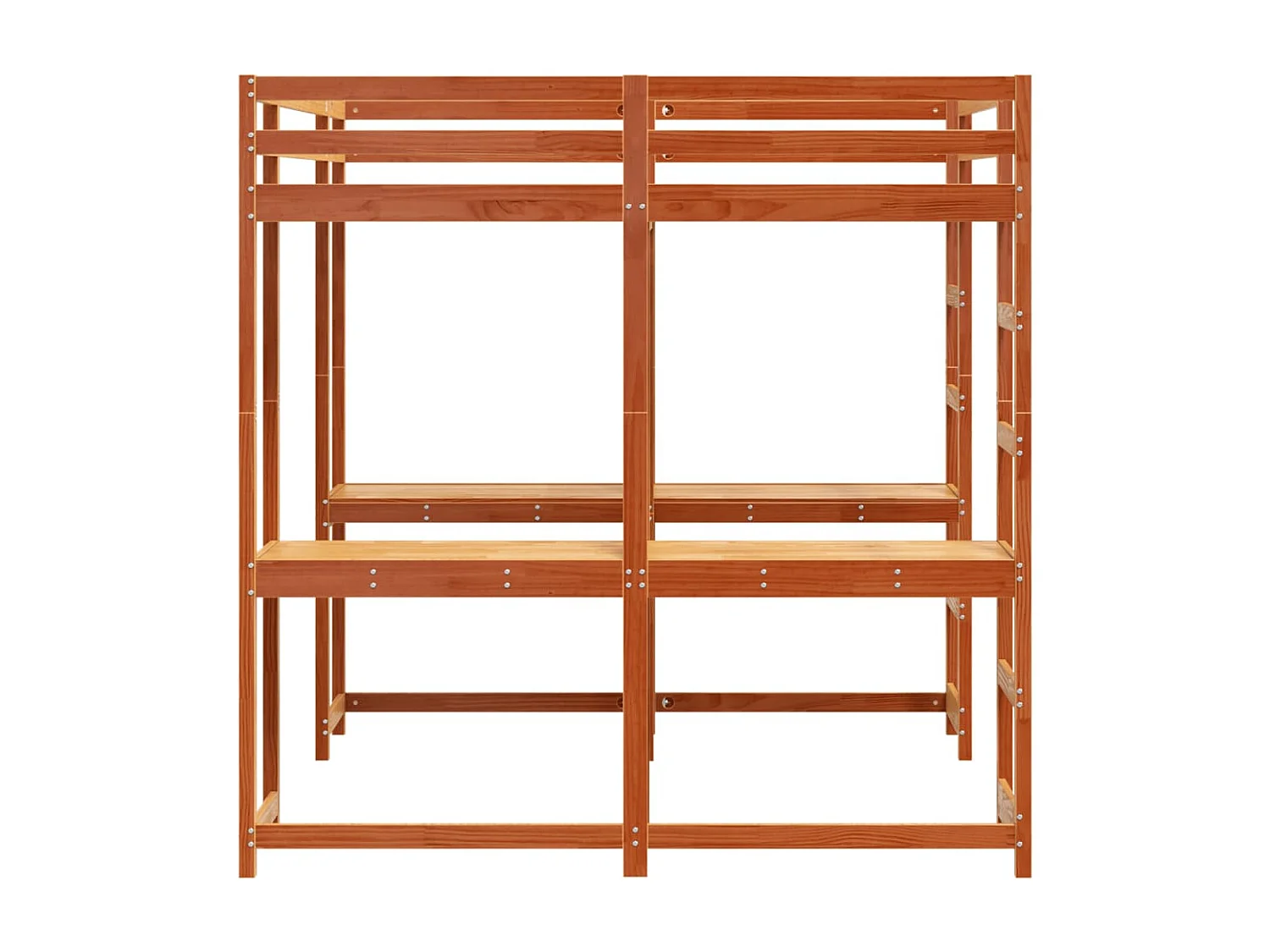 Hochbett mit Schreibtisch & Leiter Braun 160x200 cm Kiefernholz