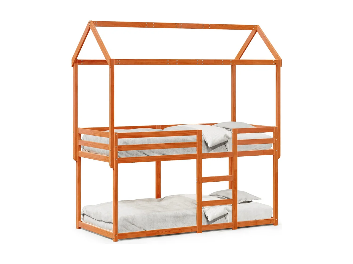 Stapelbed met dak massief grenenhout wasbruin 75x190 cm