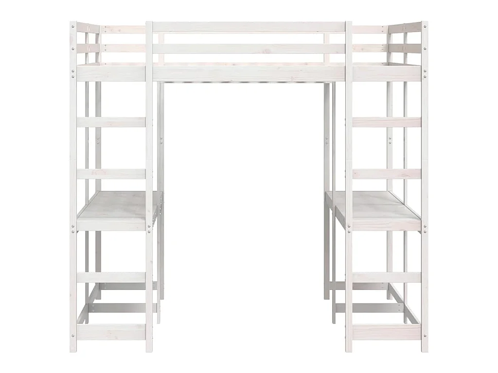 Lit superposé et bureau et échelle 160x200cm bois de pin massif