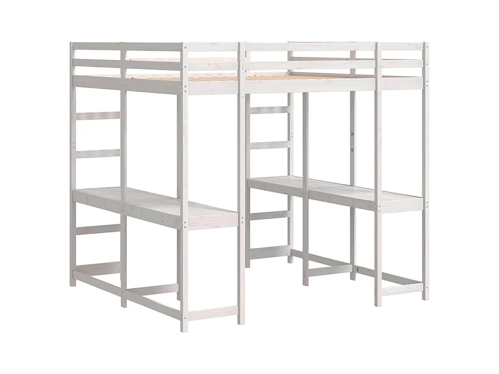 Lit superposé et bureau et échelle 160x200cm bois de pin massif