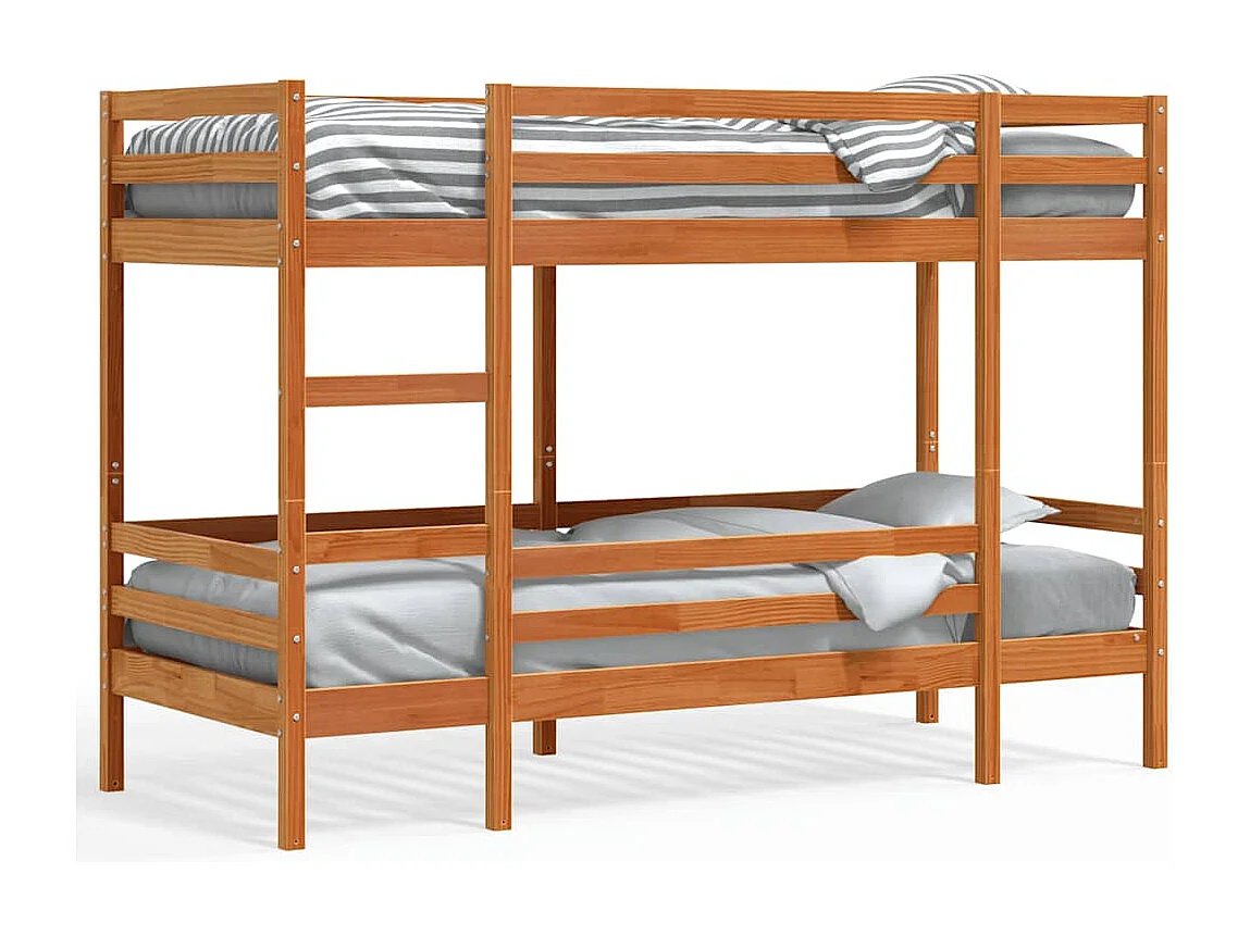 Lit superposé sans matelas cire marron 75x190 cm pin massif