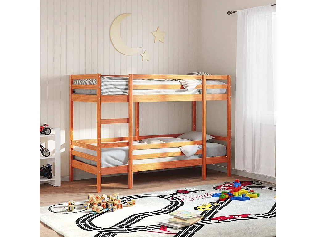 Lit superposé sans matelas cire marron 75x190 cm pin massif