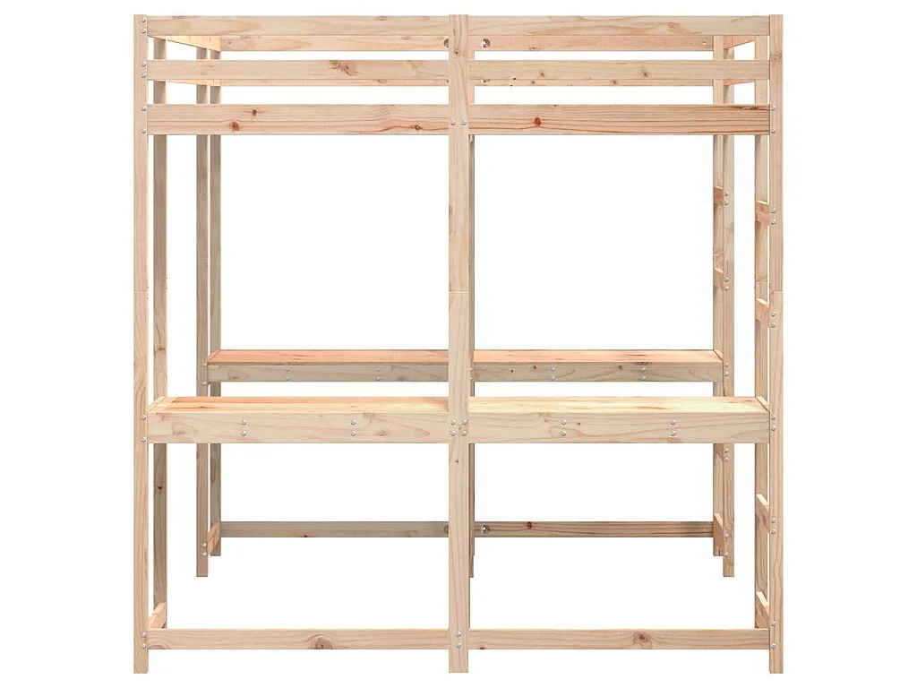 Hoogslaper met bureau en ladder massief grenenhout 140x200 cm