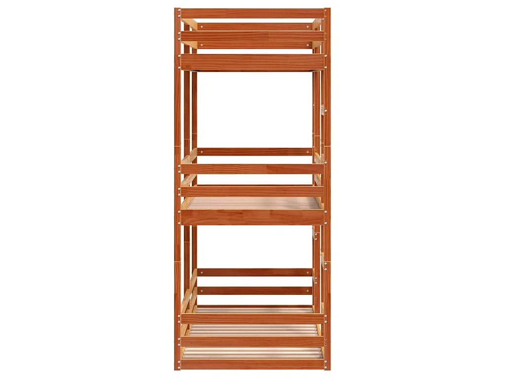 Stapelbed 3-persoons massief grenenhout wasbruin 75x190 cm
