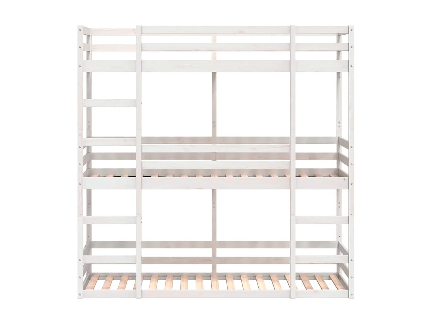 Dreifach-Etagenbett Weiß 75x190 cm Massivholz Kiefer