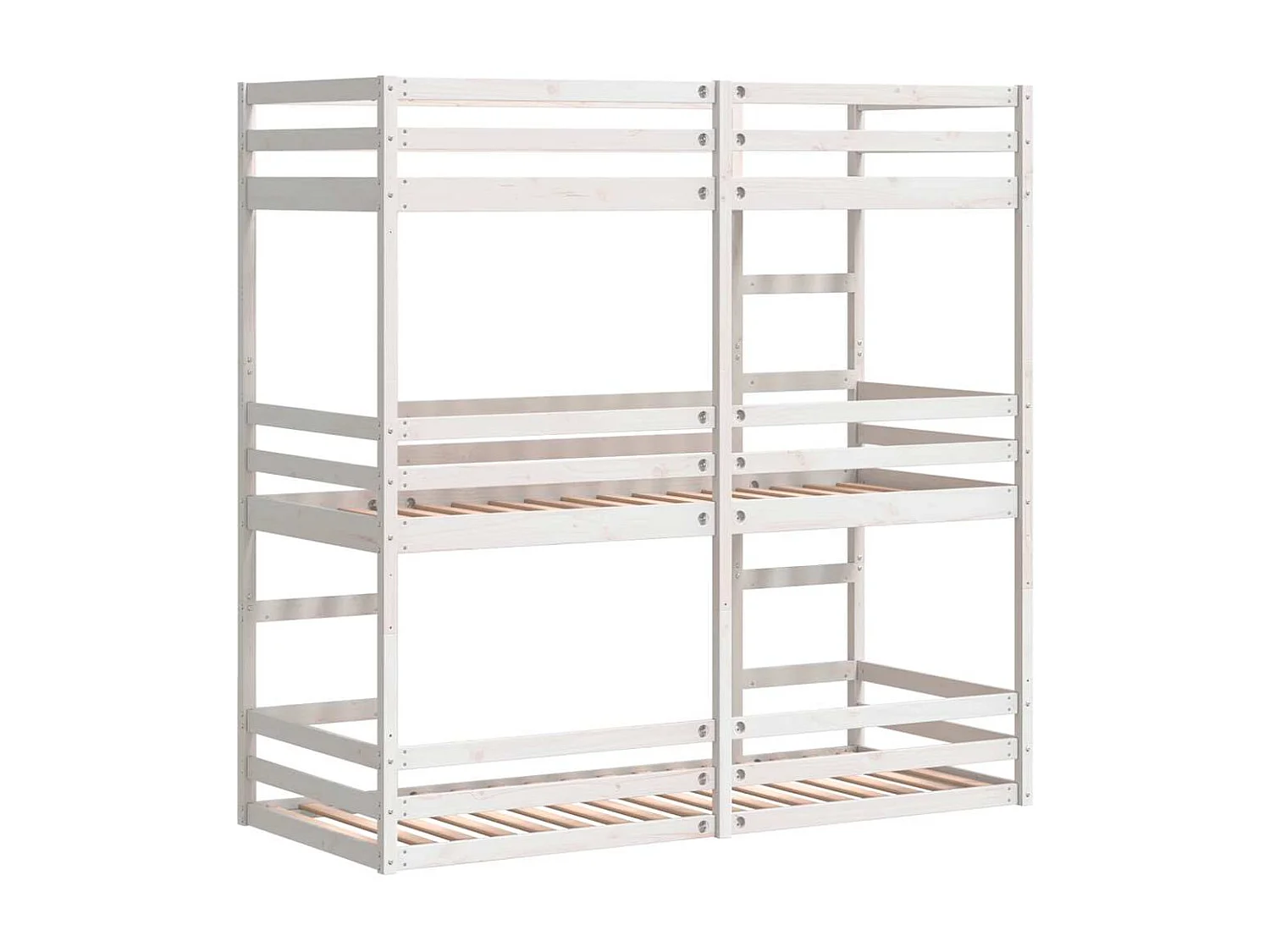 Dreifach-Etagenbett Weiß 75x190 cm Massivholz Kiefer