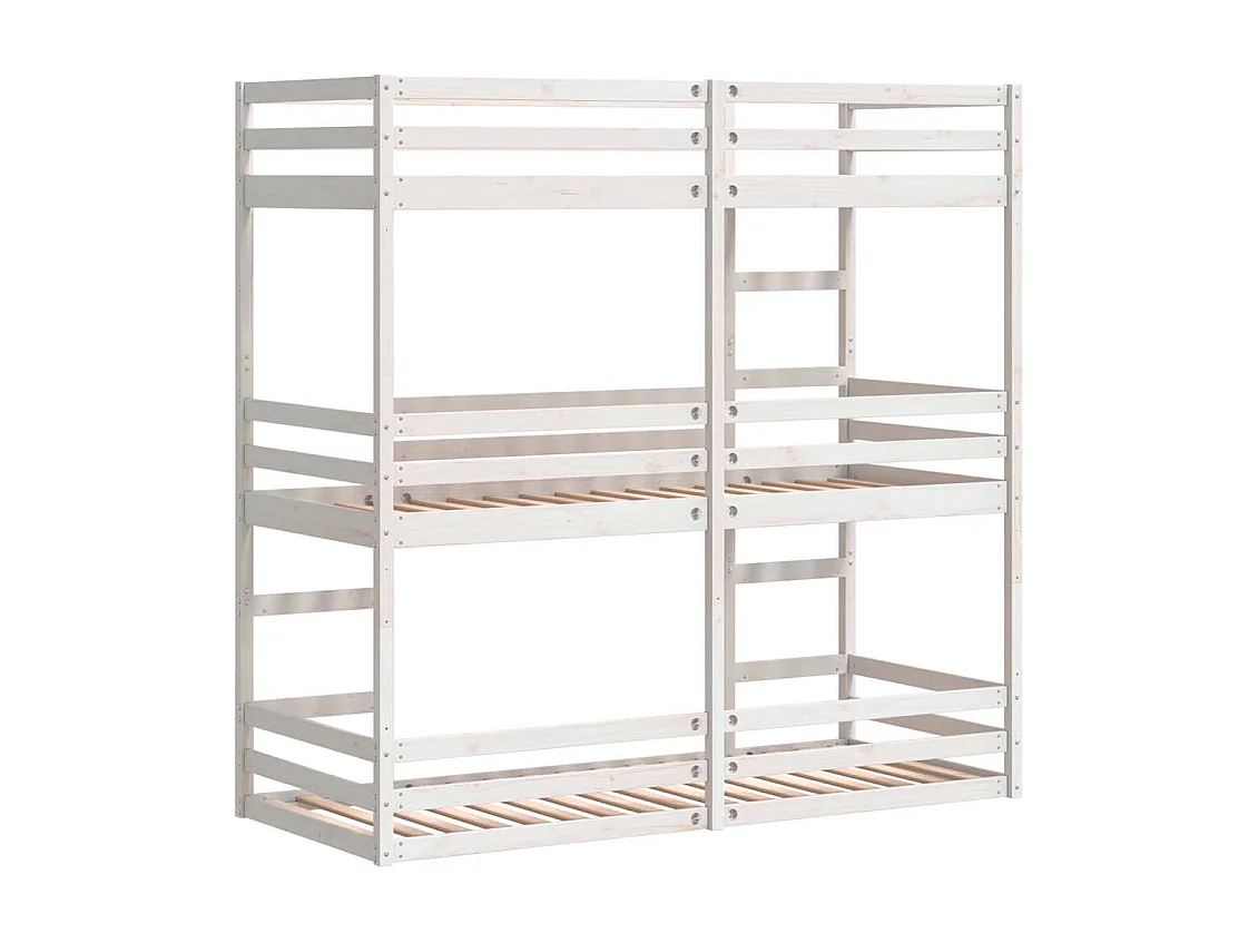 Dreifach-Etagenbett Weiß 75x190 cm Massivholz Kiefer