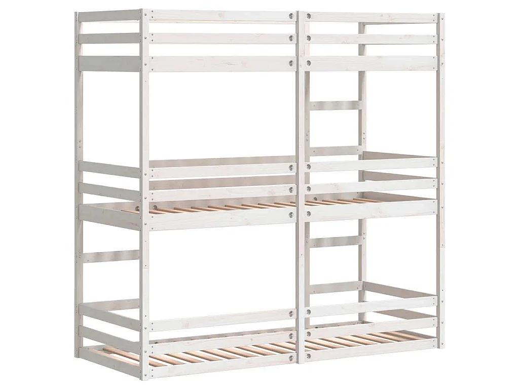 Lit superposé triple sans matelas 75x190 cm bois de pin massif