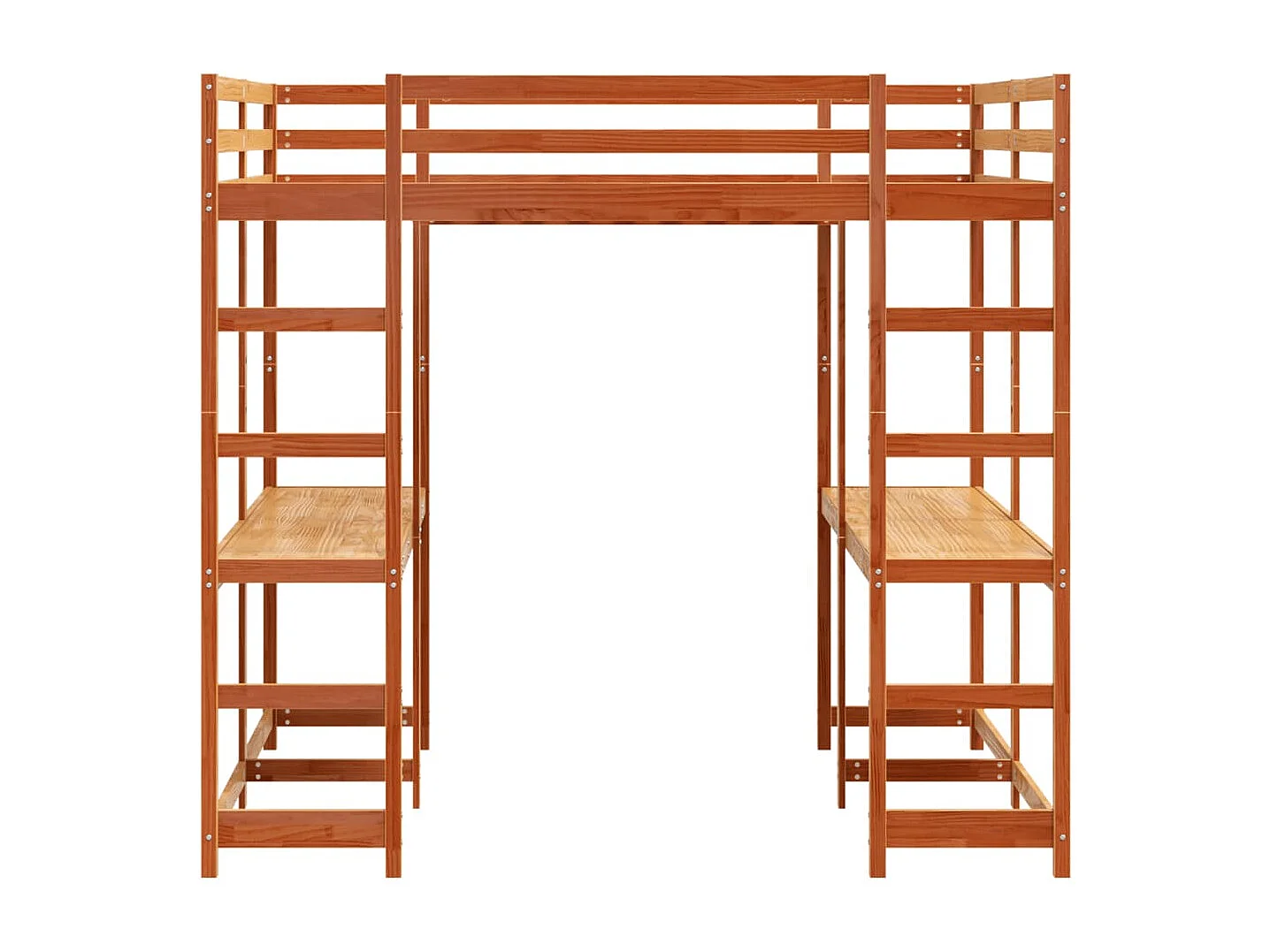 Lit superposé et bureau et échelle 200x200cm bois de pin massif
