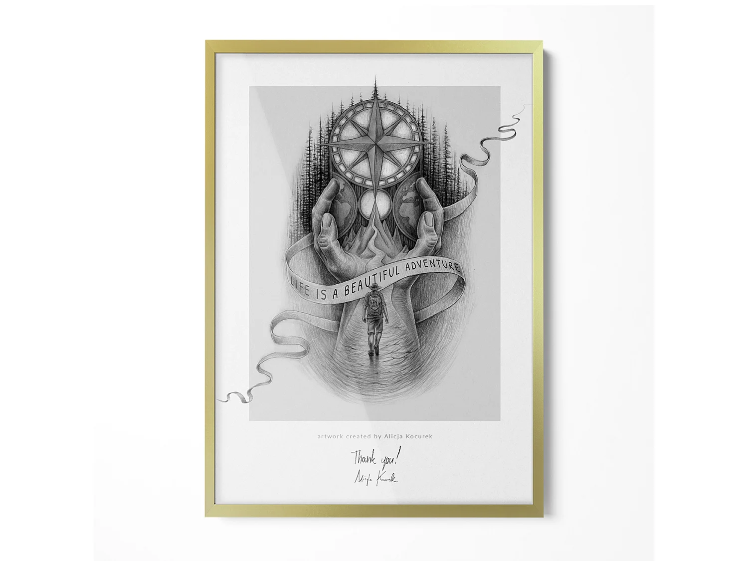 Cadre de couleur dorée élégant 70x100 cm - Cadre moderne pour posters et photos, montage vertical et horizontal