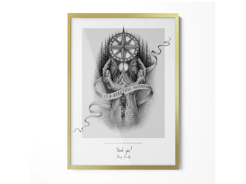 Eleganter Bilderrahmen in goldener Farbe 70x100 cm – Moderner Rahmen für Poster und Fotos, vertikale und horizontale Montage