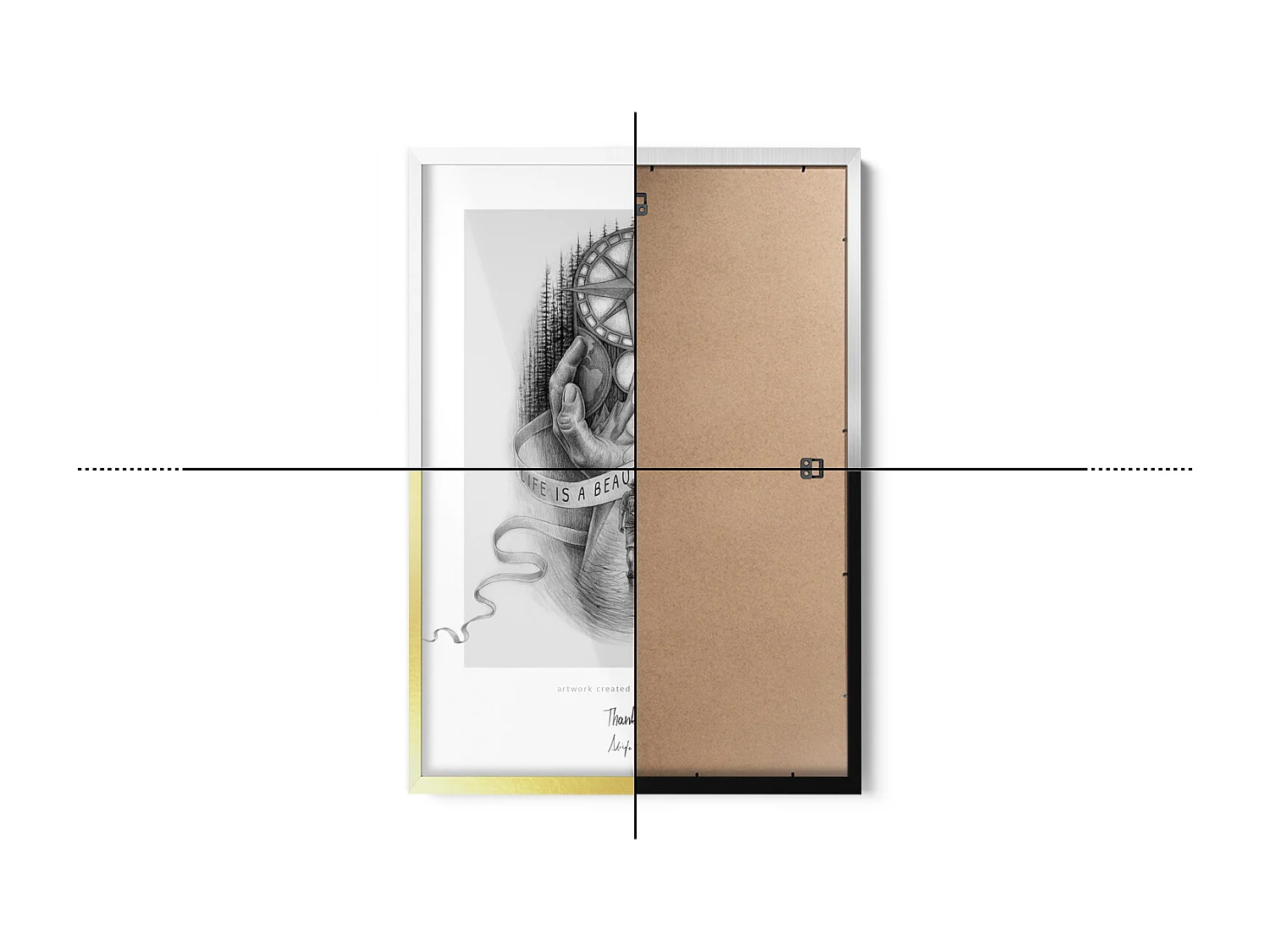 Eleganter Bilderrahmen in goldener Farbe 20x30 cm – Moderner Rahmen für Poster und Fotos, vertikale und horizontale Montage