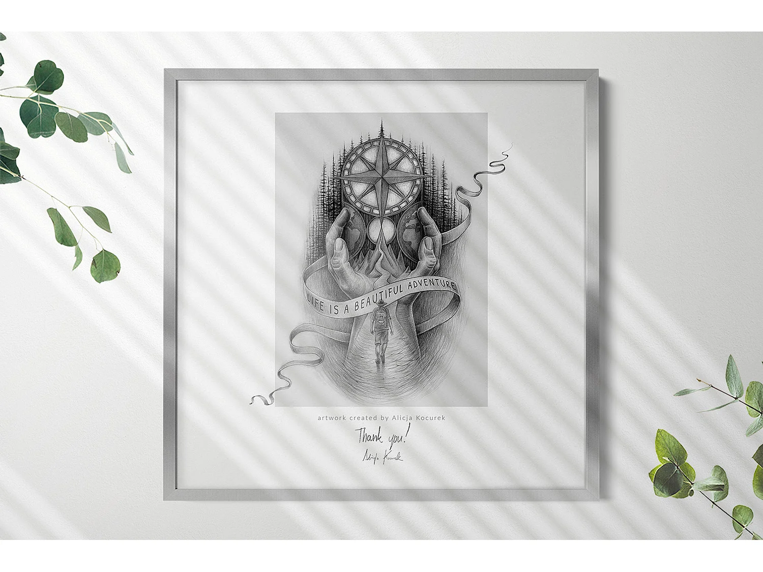 Cadre pour photos et affiches 50x50 cm - Cadre de couleur argentée, verre acrylique, montage vertical et horizontal