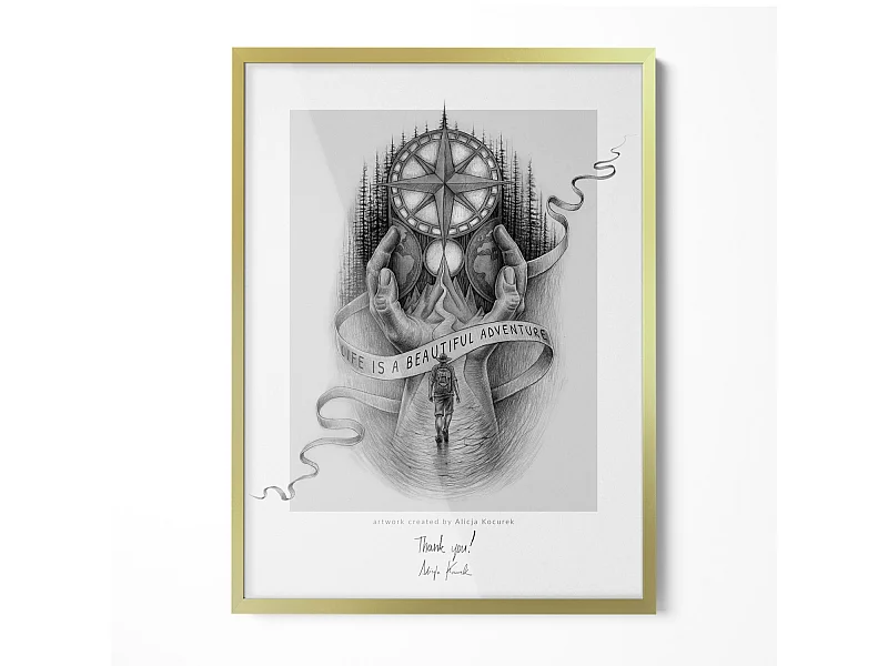 Cadre de couleur dorée 60x80 cm - Cadre élégant pour posters et photos XXL, montage vertical et horizontal