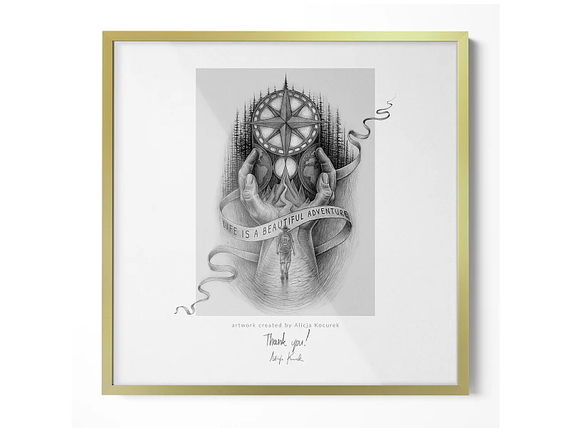 Bilderrahmen für Fotos und Poster 50x50 cm – Bilderrahmen in goldener Farbe, Acrylglas, vertikale und horizontale Montage