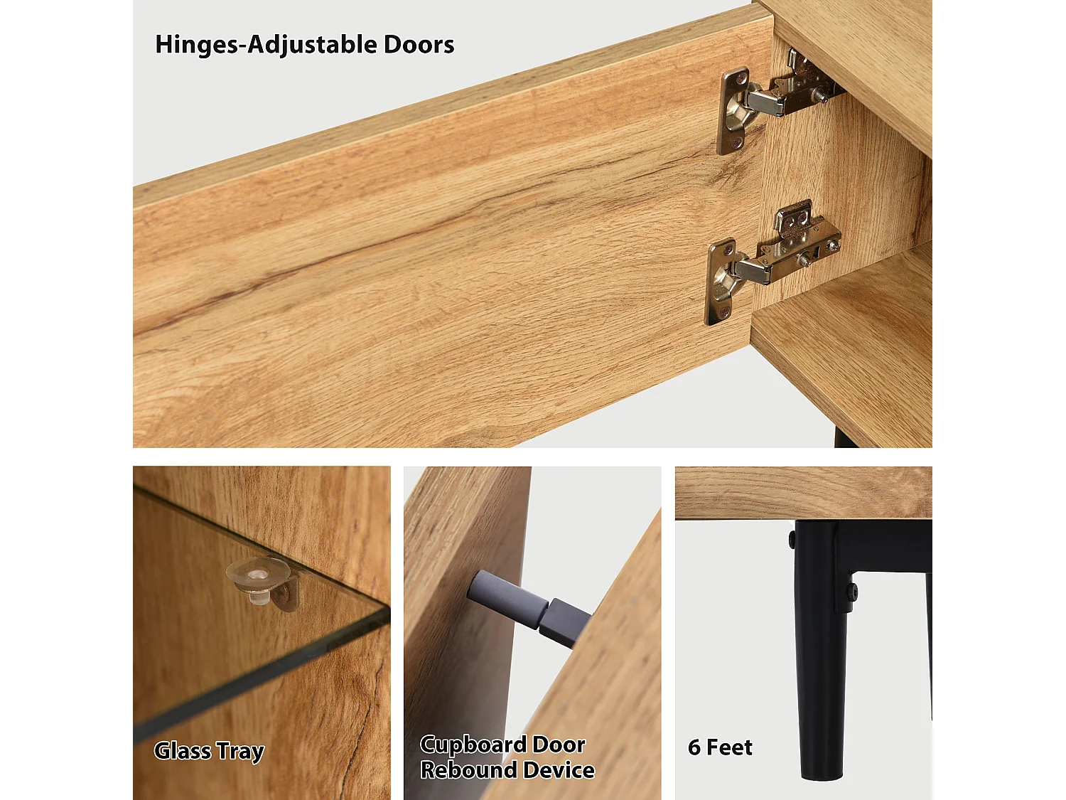 Meuble TV moderne effet grain de bois avec lumières LED variables TRIEVAIT