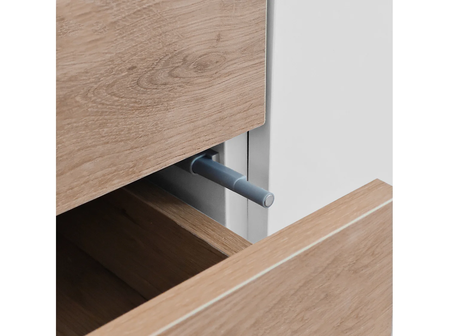 Meuble TV blanc et bois 3 portes et 3 tiroirs murale ou posé au sol GHUGROINS