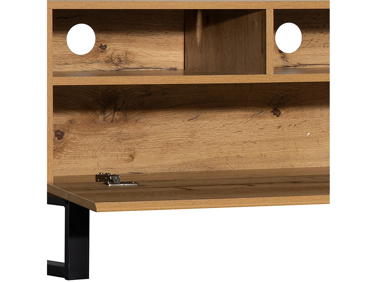 URBAN MEUBLE Meuble TV moderne aux couleurs contrastées avec grain de bois et gris 180 cm