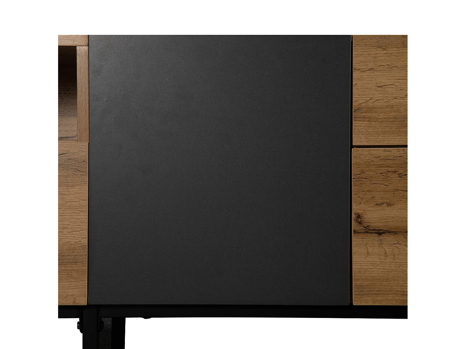 URBAN MEUBLE Meuble TV moderne aux couleurs contrastées avec grain de bois et gris 180 cm