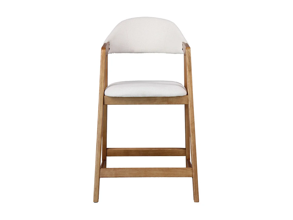 CAMILLE-Sedia da bar in tessuto ecrù e frassino (x2)