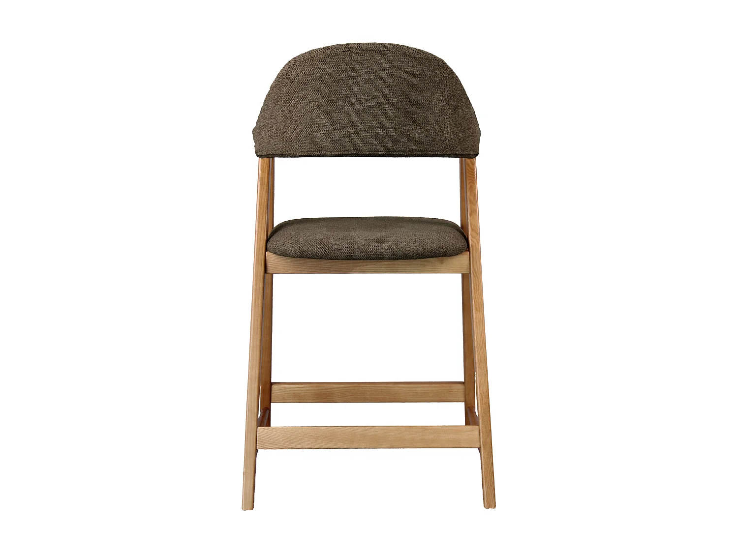 CAMILLE-Silla de bar, tela marrón y fresno natural (x2)