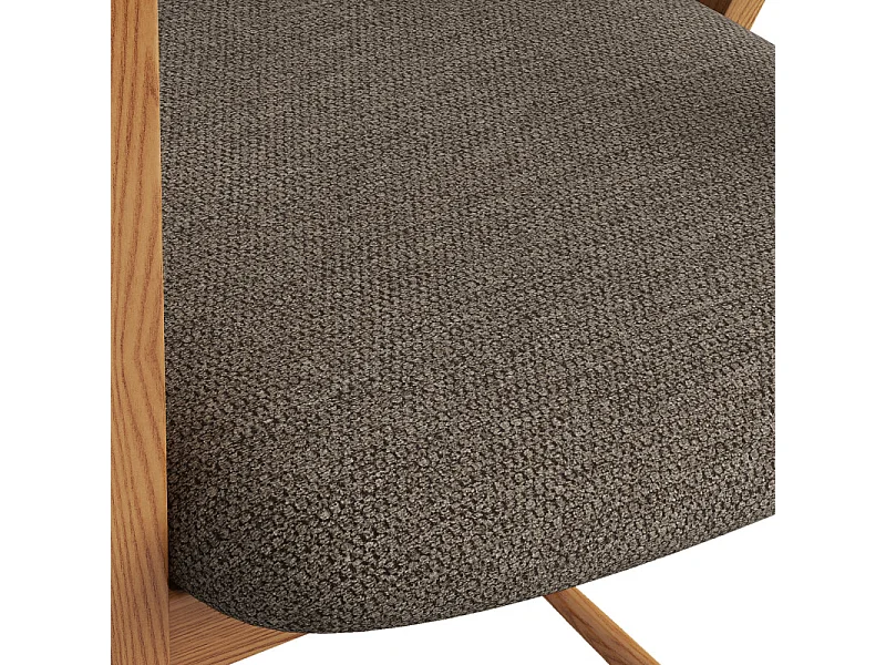 CAMILLE-Chaise de bar en Frêne naturel et tissu Trendy Taupe (x2)