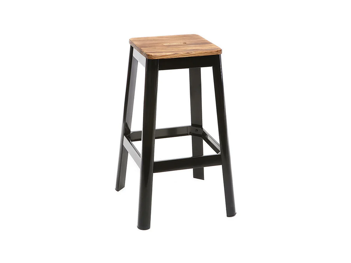 Tabouret de bar design noir et bois H75 cm NICK