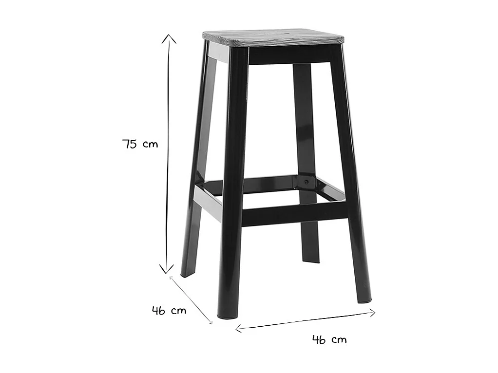 Design-Barhocker Schwarz H 75 cm NICK