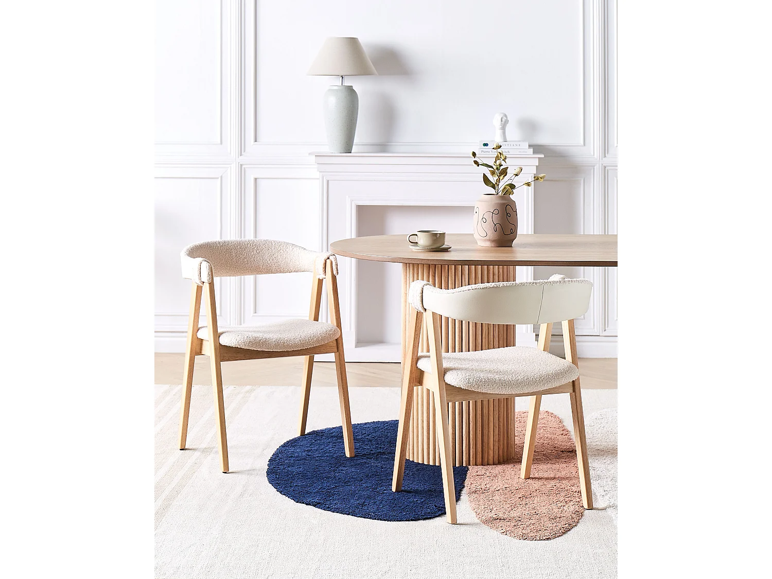 Lot de 2 chaises de salle à manger DAY Bouclé Marron clair/beige