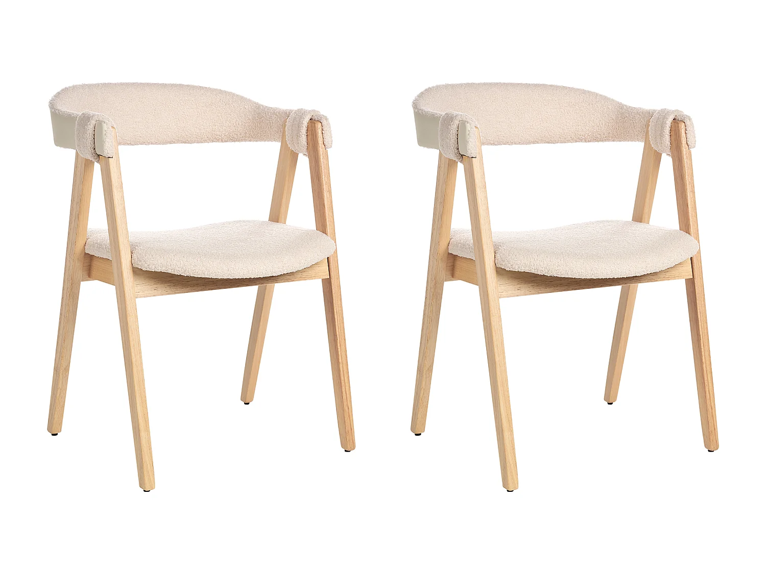 Lot de 2 chaises de salle à manger DAY Bouclé Marron clair/beige