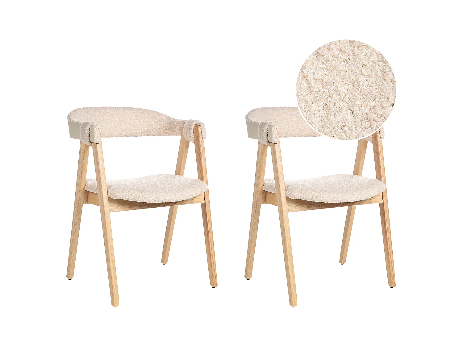 Lot de 2 chaises de salle à manger DAY Bouclé Beige clair