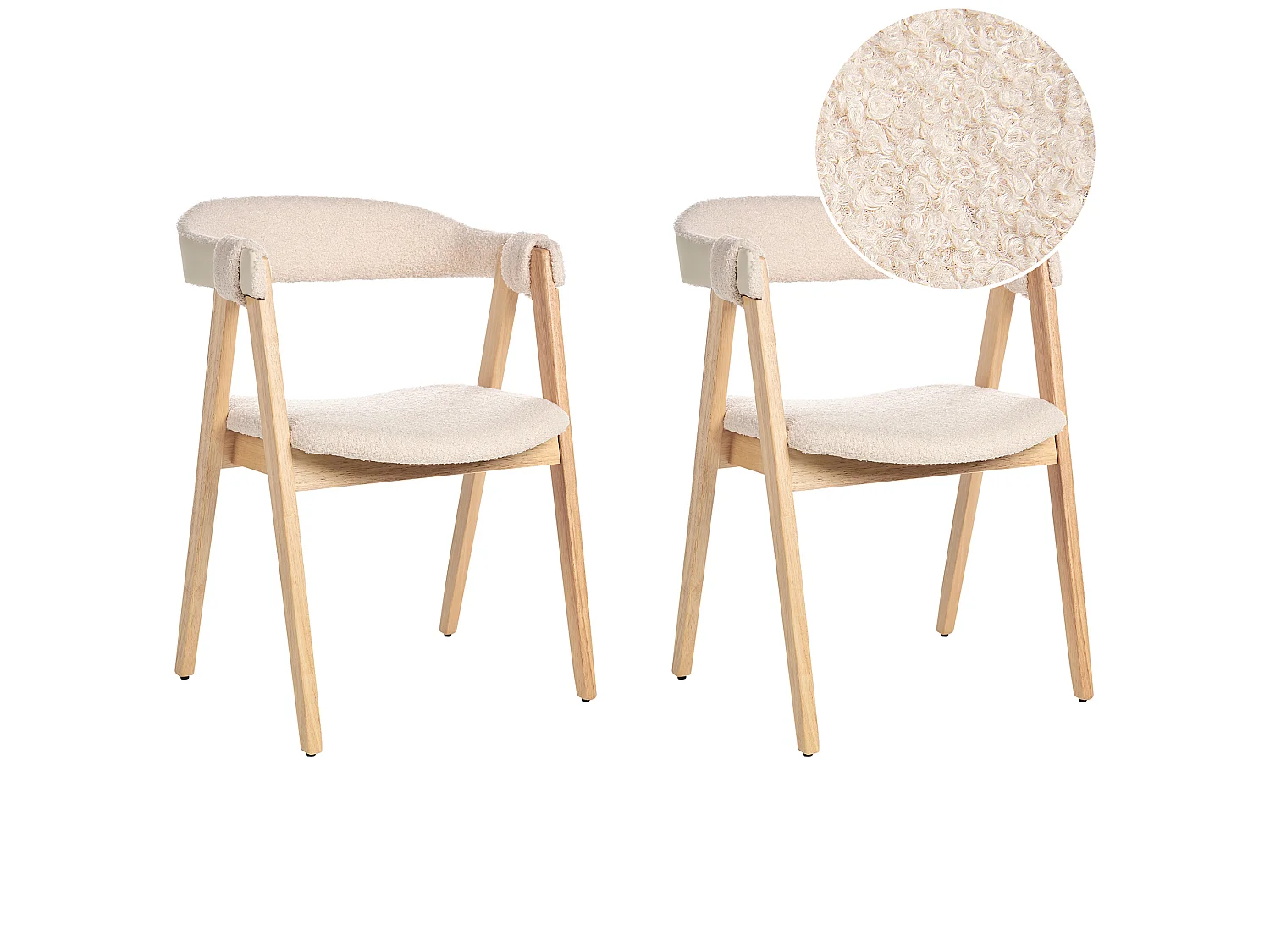 Lot de 2 chaises de salle à manger DAY Bouclé Marron clair