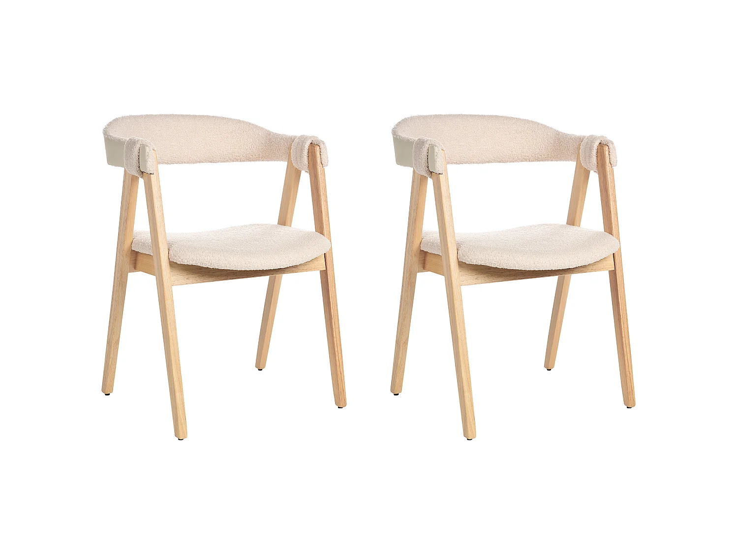 Lot de 2 chaises de salle à manger DAY Bouclé Marron clair