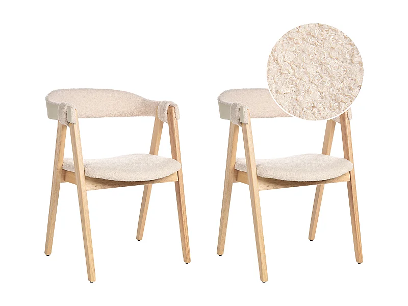 Set van 2 eetkamerstoelen DAY Bouclé Lichte houtkleur