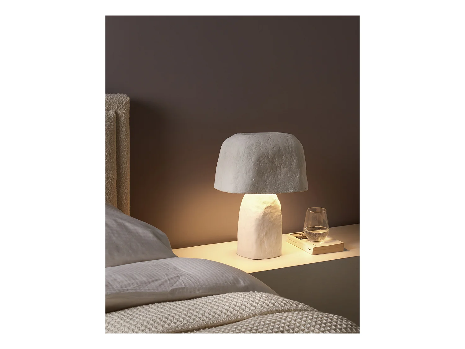 Tischleuchte CARRASCO Pappmaché Weiss