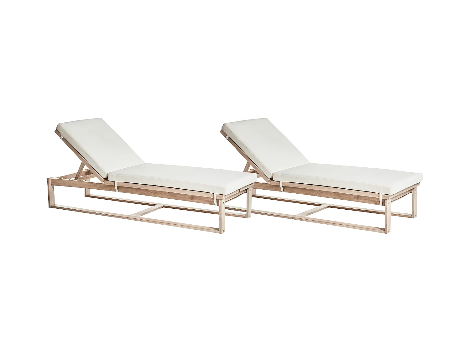 Lot de 2 transats avec coussins AZZANELLO Acacia Blanc cassé