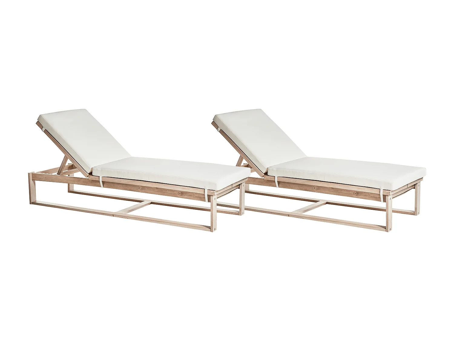 Sonnenliege 2er Set Akazienholz heller Holzfarbton Auflage verstellbar Azzanello