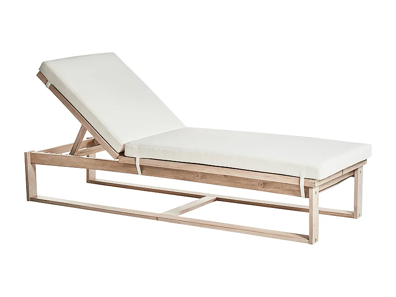 Lettino Prendisole con Cuscino AZZANELLO Legno d'acacia Bianco sporco