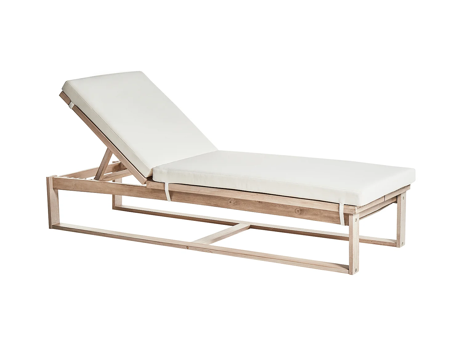Sonnenliege Akazienholz heller Holzfarbton Auflage verstellbare Lehne Azzanello