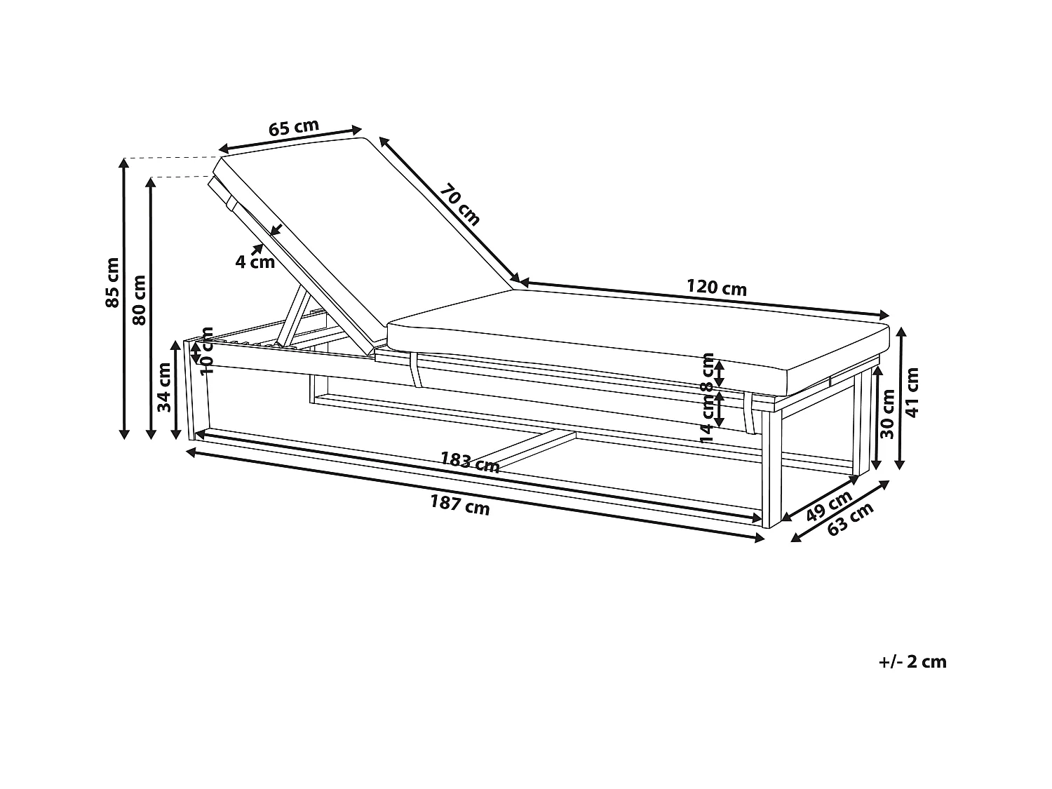 Leżak ogrodowy z poduszką AZZANELLO Drewno akacjowe Złamana biel