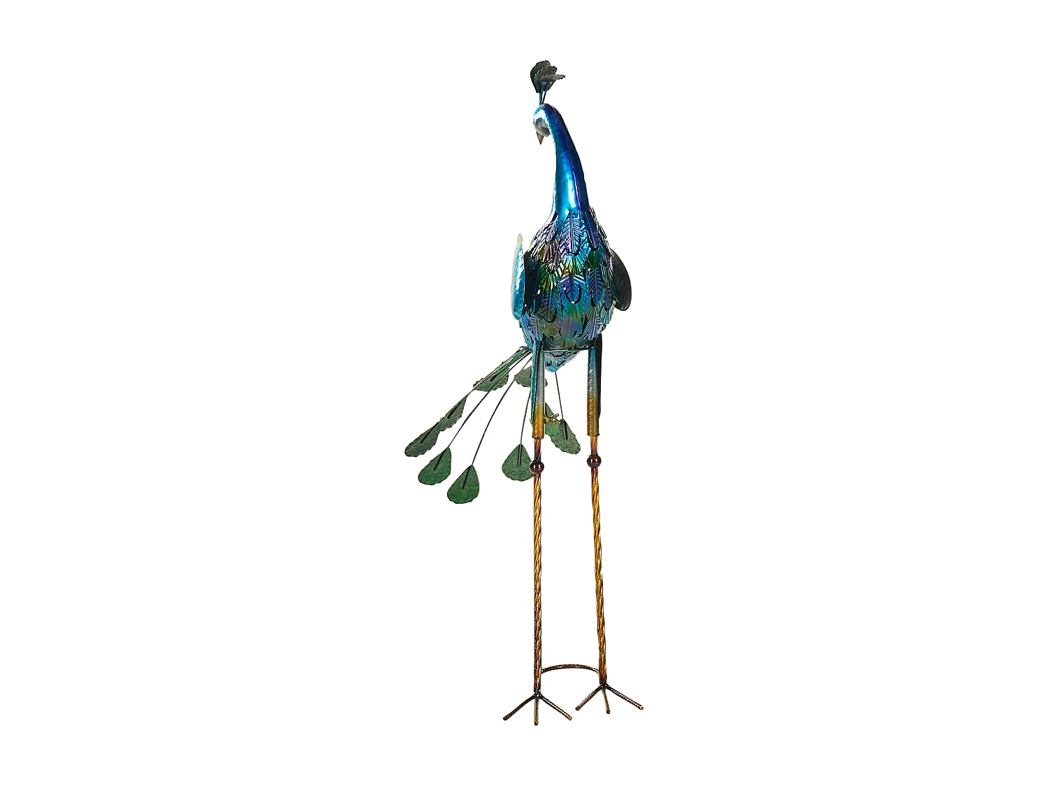 Gartenfigur Pfau Metall blau 75 cm Dekofigur Indoor Outdoor Peacock