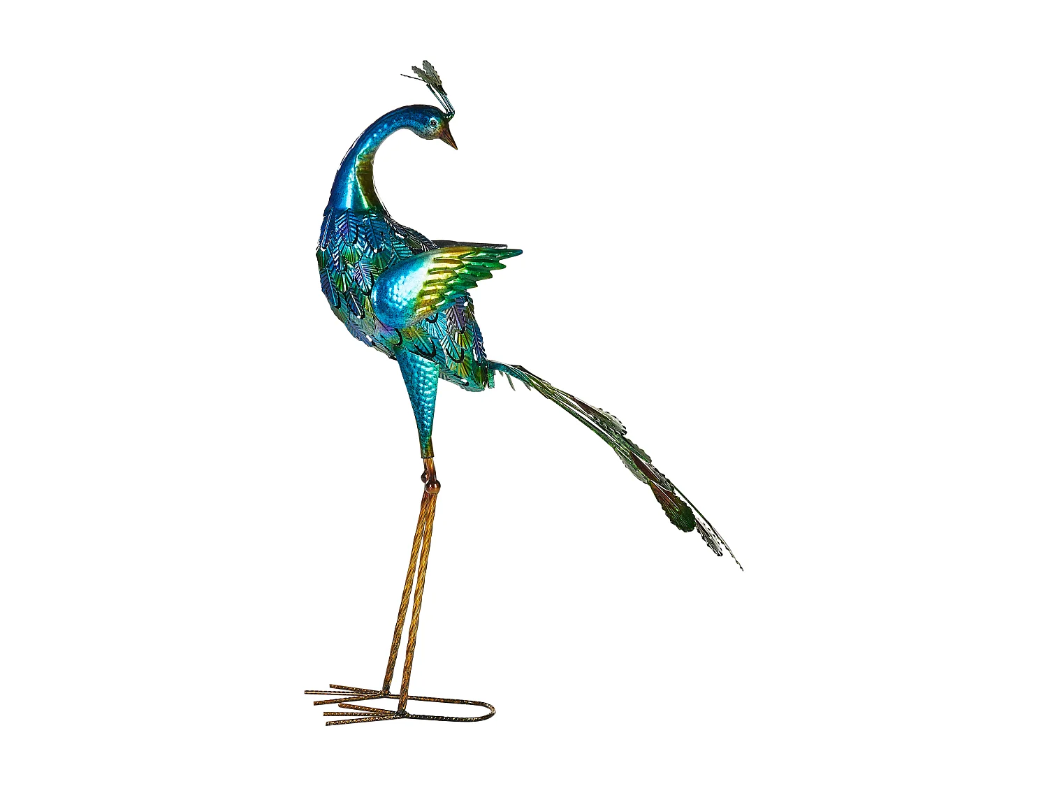 Gartenfigur Pfau Metall blau 75 cm Dekofigur Indoor Outdoor Peacock