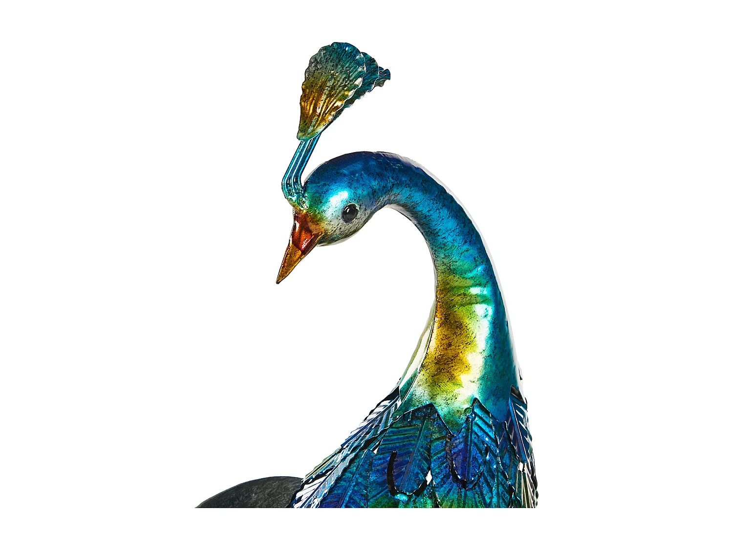 Gartenfigur Pfau Metall blau 75 cm Dekofigur Indoor Outdoor Peacock