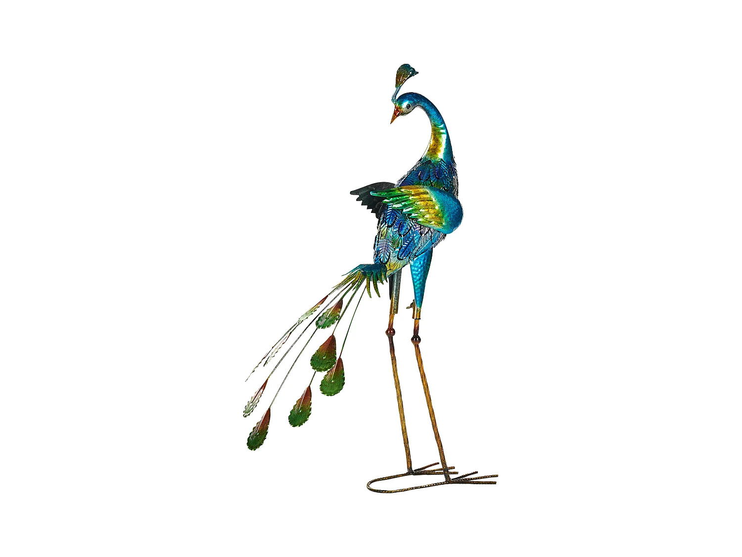 Gartenfigur Pfau Metall blau 75 cm Dekofigur Indoor Outdoor Peacock