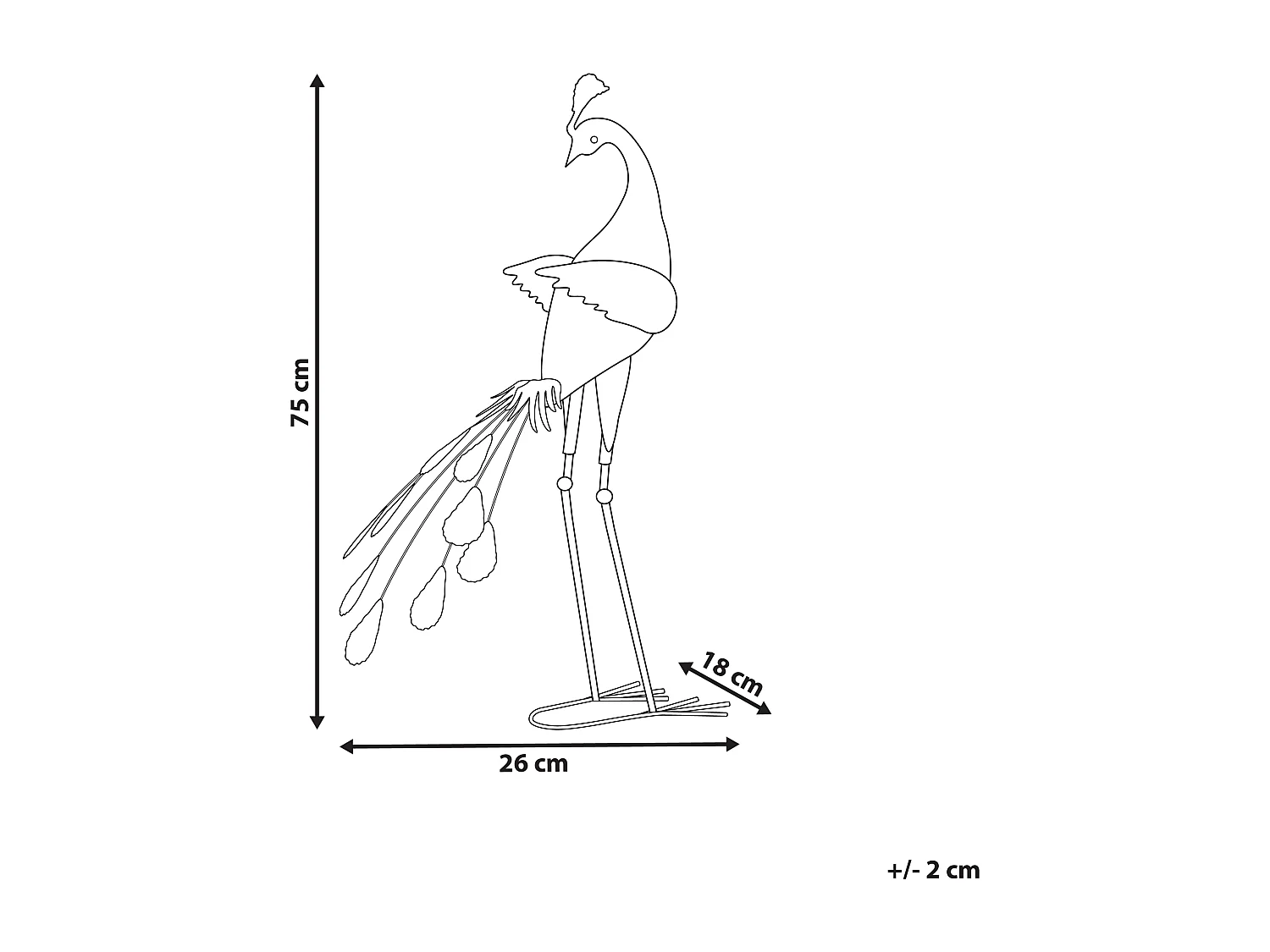 Gartenfigur Pfau Metall blau 75 cm Dekofigur Indoor Outdoor Peacock