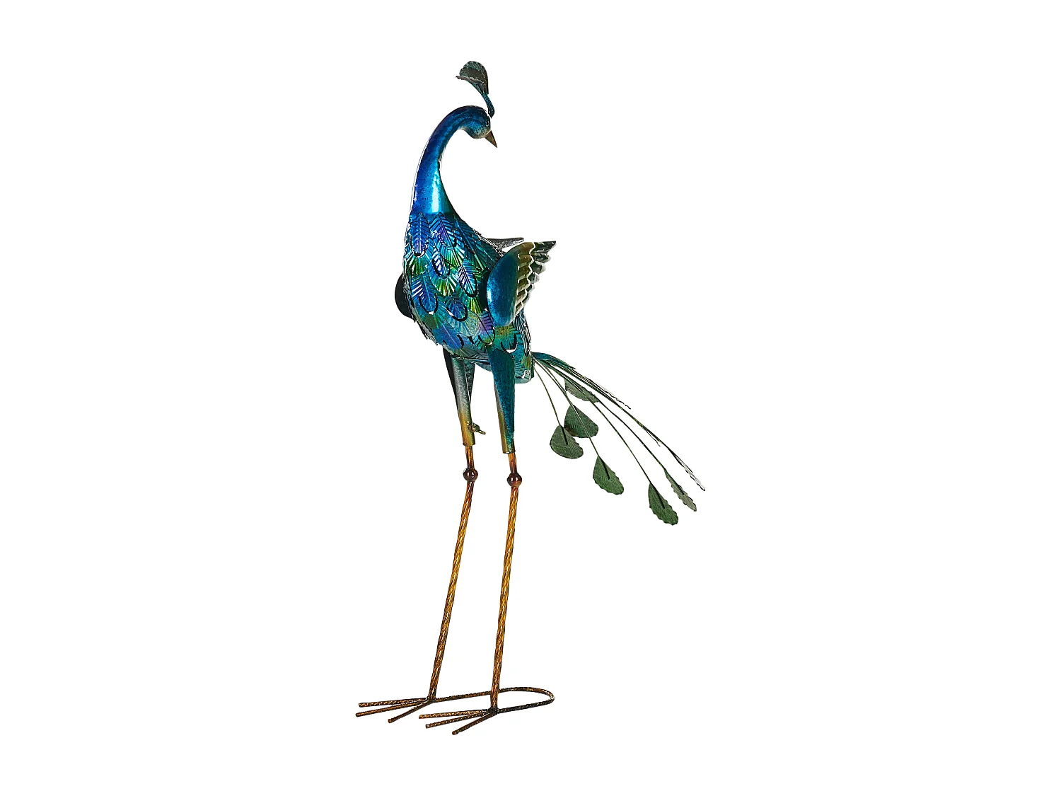 Gartenfigur Pfau Metall blau 75 cm Dekofigur Indoor Outdoor Peacock