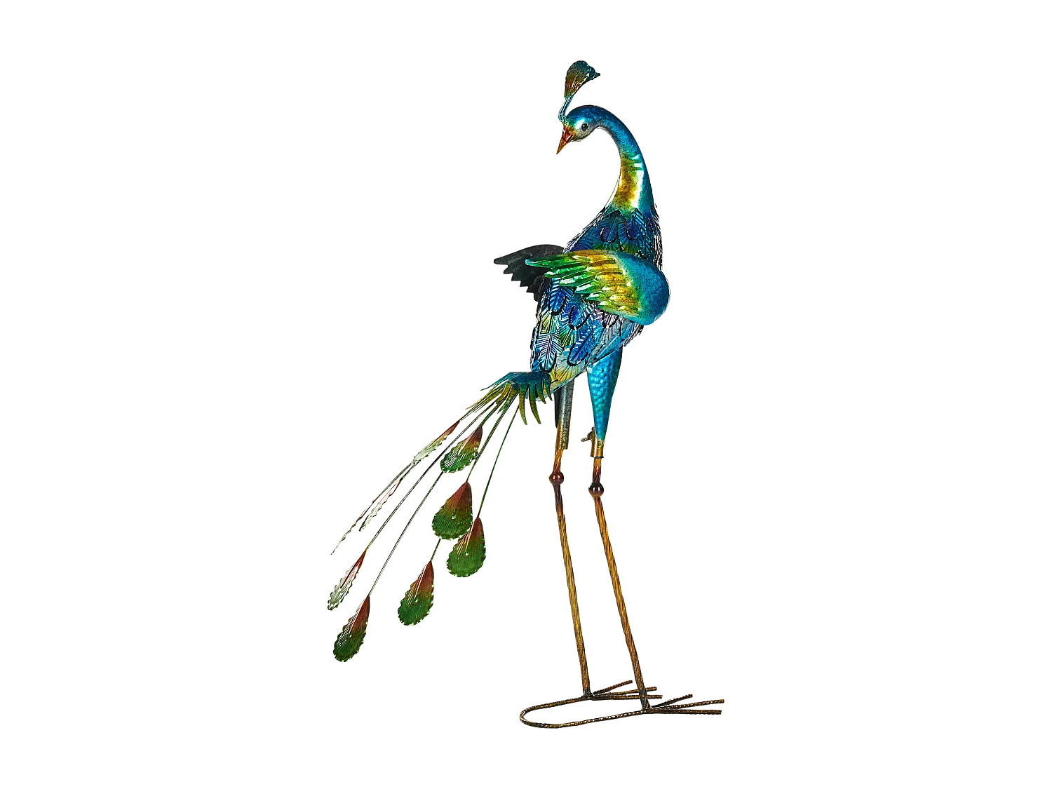 Gartenfigur Pfau Metall blau 75 cm Dekofigur Indoor Outdoor Peacock