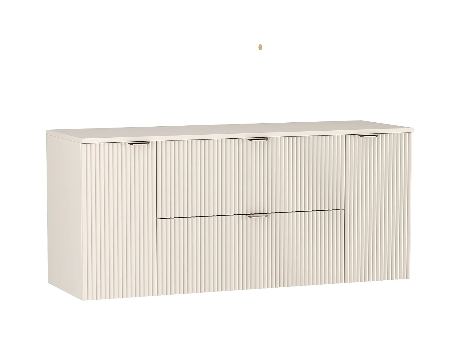 Meuble lavabo WENA, avec 2 portes et 2 tiroirs, façades cannelées, Willy, 140x60x47 cm, Cachemire